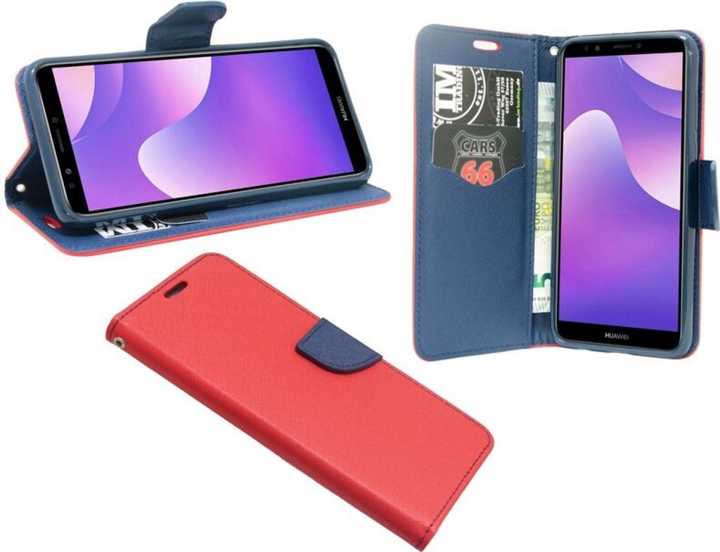 Honor 7C Handyhülle Tasche Flip Case Smartphone Schutzhülle Rot