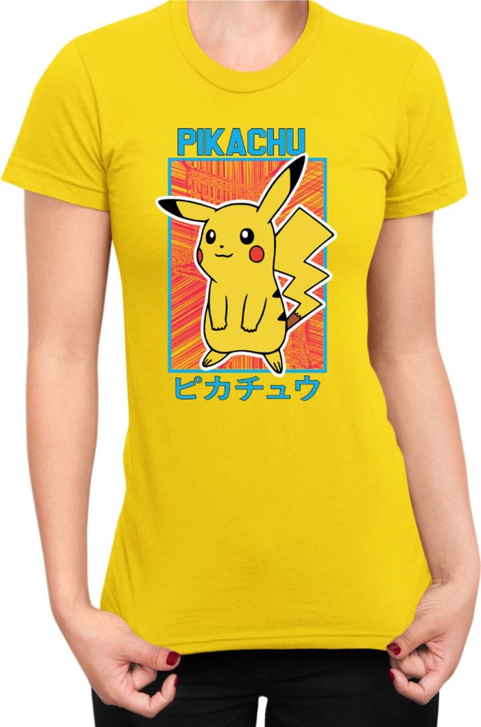 Damen T-Shirt Japan Manga Anime Comics Pokemon 034, Lady XS / Gelb