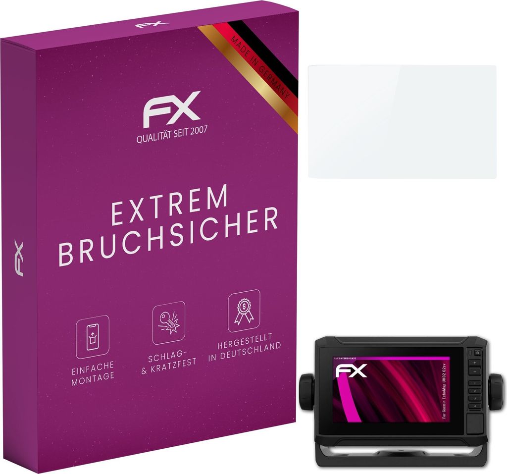 atFoliX FX-Hybrid-Glass Displayfolie kompatibel mit Garmin EchoMap UHD2 (62sv) Glasfolie