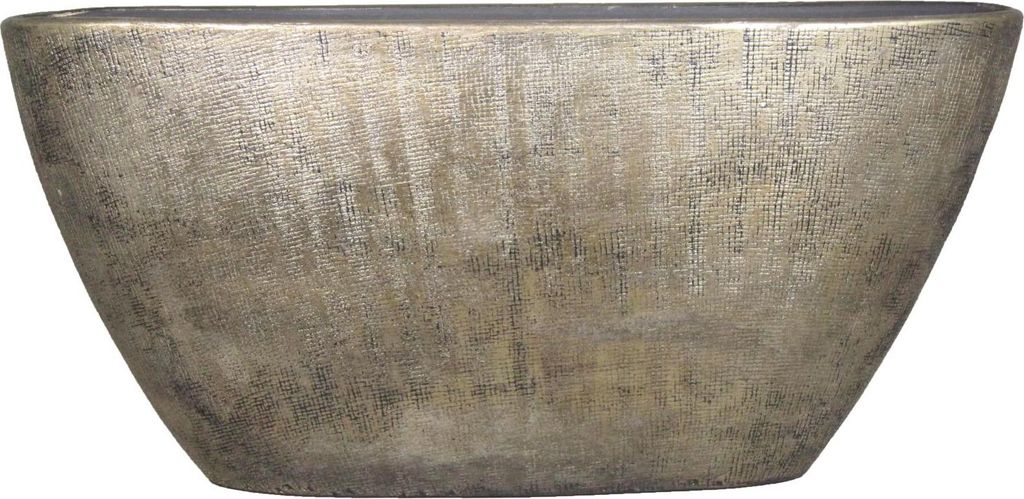 INNA-Glas Schiffchen Keramik Schale mit Maserung, Gold, 73x17x36 cm - Blumenschale