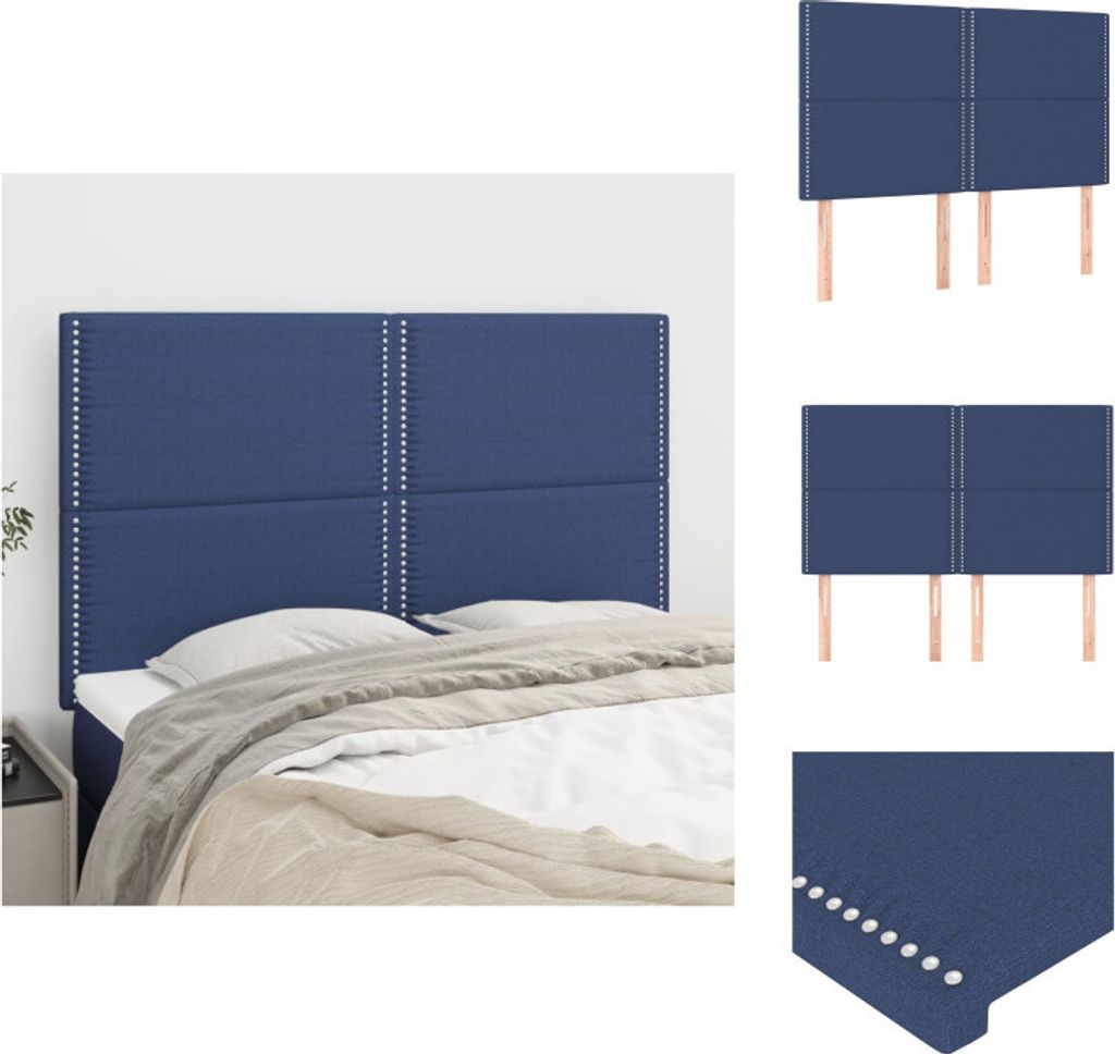 vidaXL Kopfteile 4 Stk. Blau 72x5x78/88 cm Stoff - Kopf- & Fußenden