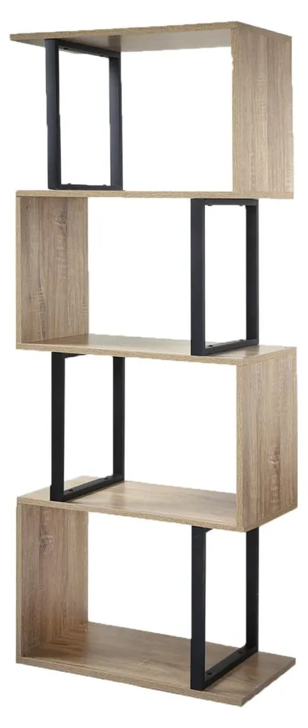 Bibliothèque style industriel 4 niveaux en bois et métal noir 148cm