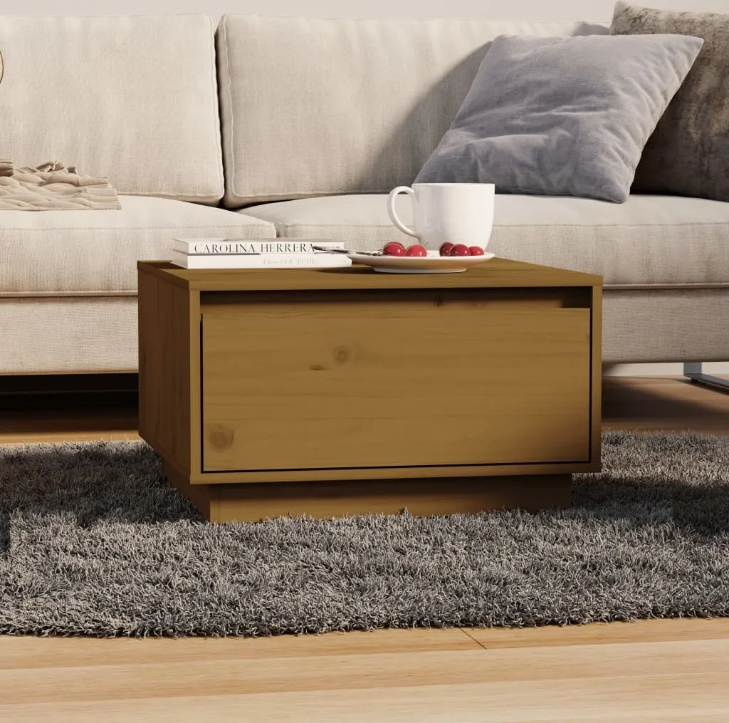 Tavolino Basso vidaXL Legno Pino Miele 55x56x32 cm - Stile Rustico