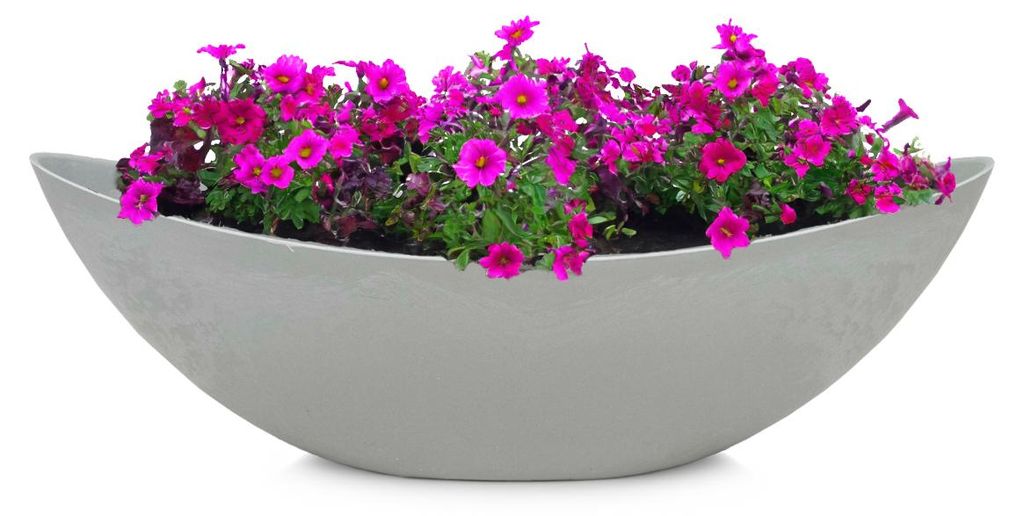 Große ovale Pflanzschale Jardiniere 39 cm in Stein-Optik Produktbild 