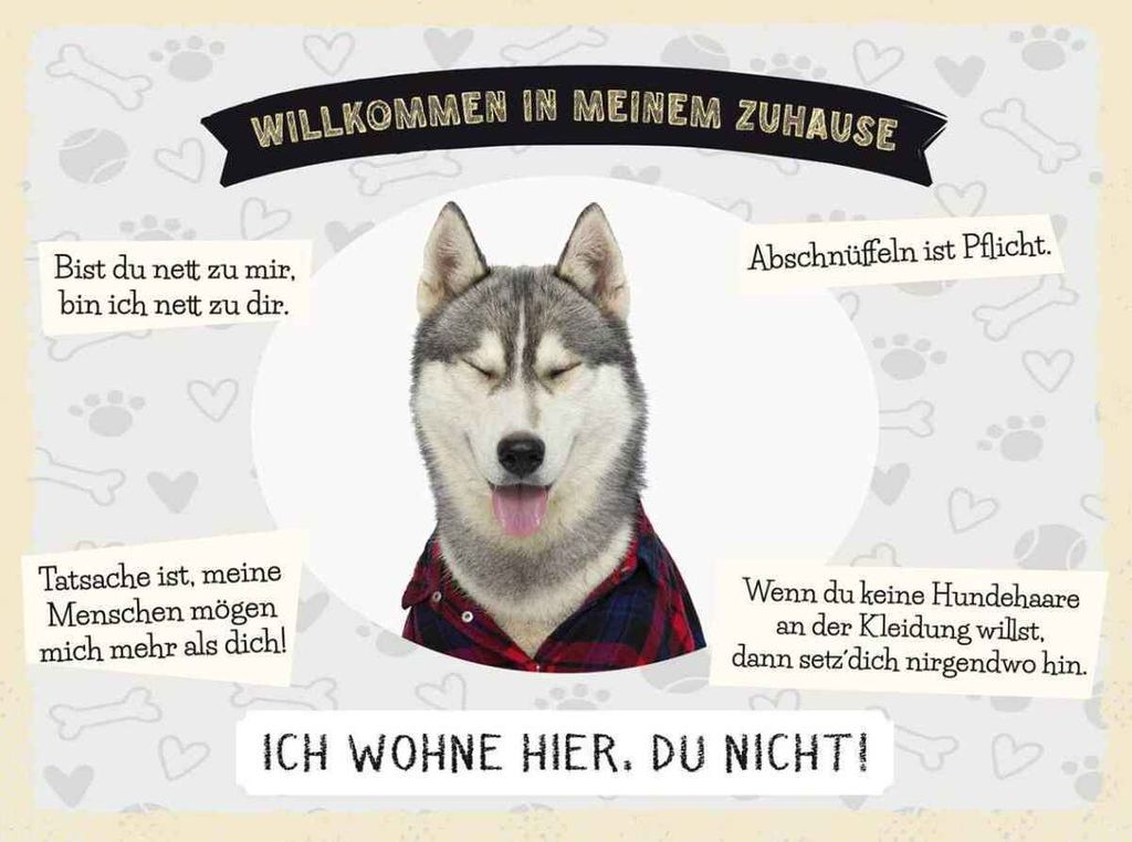 vianmo Holzschild 30x40 cm Tiere Haski willkommen wohne hier Tier Haustier