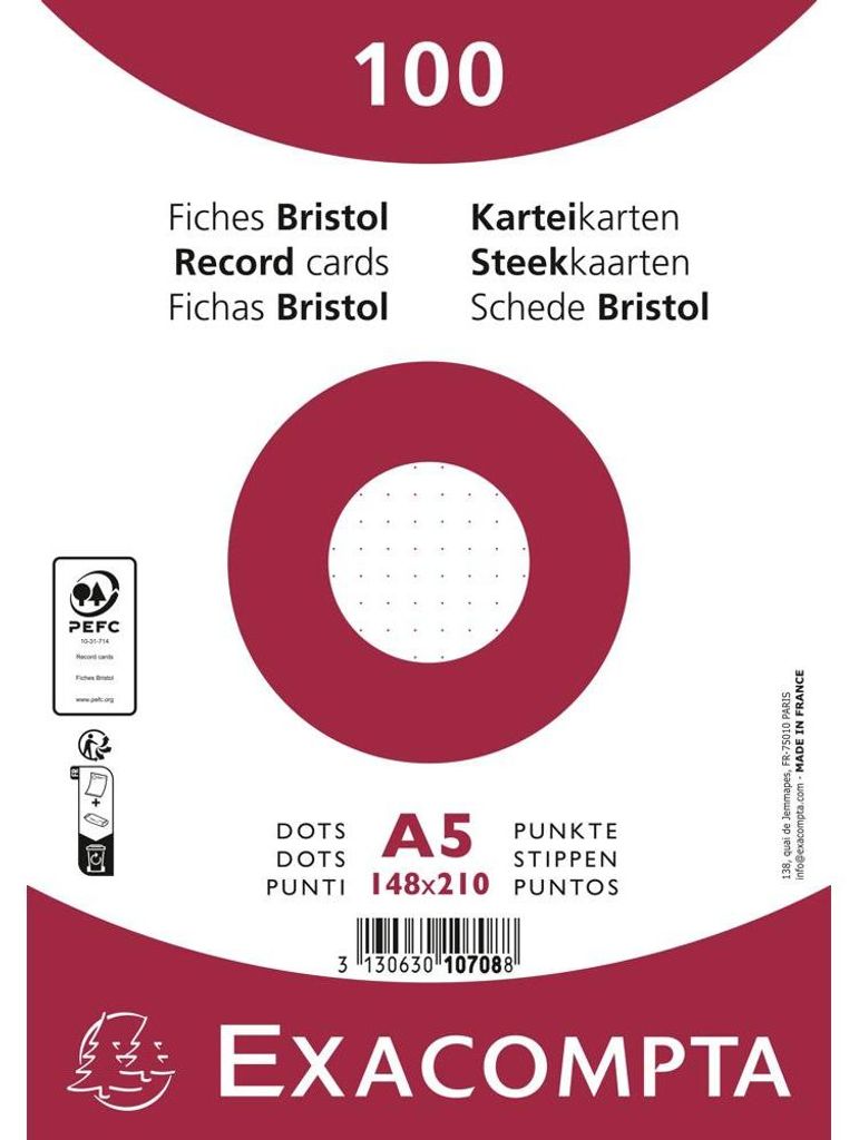 Karteikarten A5 dots 100St/Pkg weiß Produktbild 