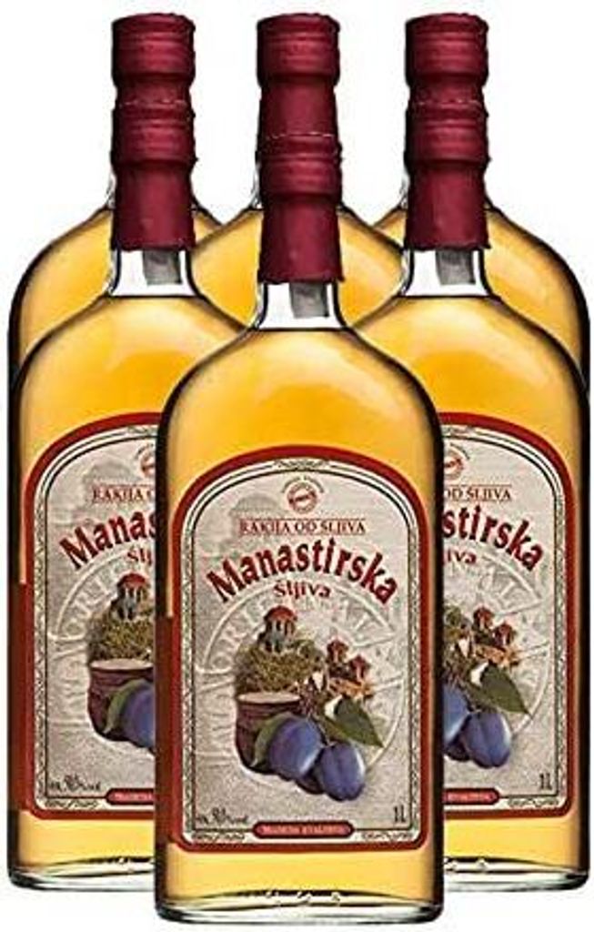 6 x Starker Sliwowitz Pflaumenbrand Rakija für echte Männer Manastirska Simex aus Serbien
