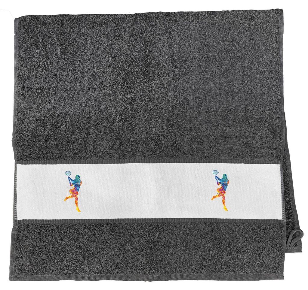 Huuraa Handtuch Tennis Spielerin bunte Silhouette 50x100cm Graphite Baumwolle Handtuch Geschenkidee