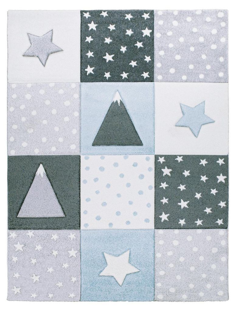 TT Home Teppich Kinderzimmer Kinderteppich Punkte Sterne Produktbild 