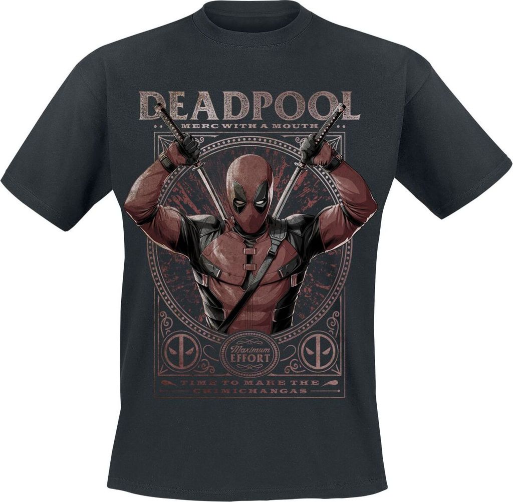 Deadpool T-Shirt Herren Maximum Effort schwarz XL
