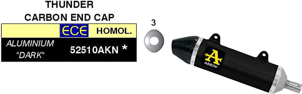 A product image showing a motorcycle exhaust and associated labeling.