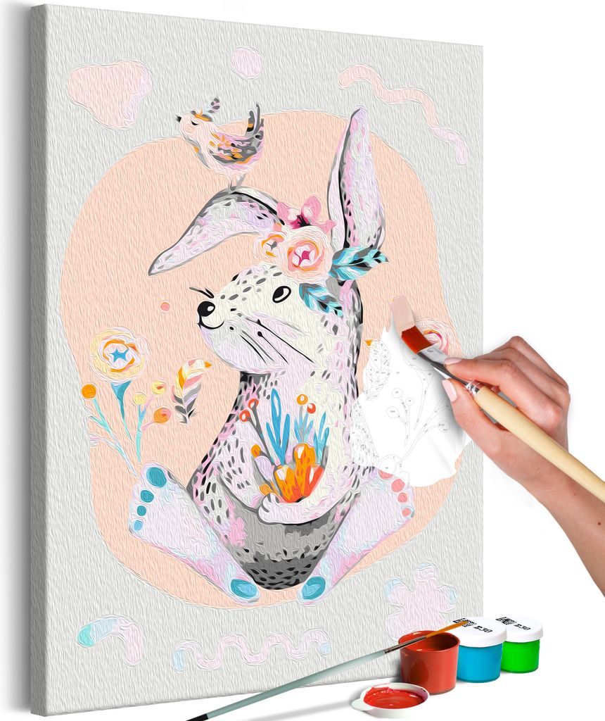 Vlies Malen nach Zahlen - Colourful Rabbit 40x60 cm Für Kinder n-A-1495-d-a