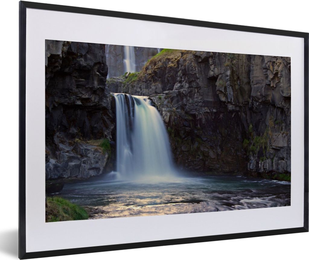 MuchoWow Gerahmtes Poster Wasserfall - Wasser - Felsen 60x40 cm - Poster mit Schwarzem Bilderrahmen Wandposter Rahmen Foto Bilder - Schlafzimmer ...