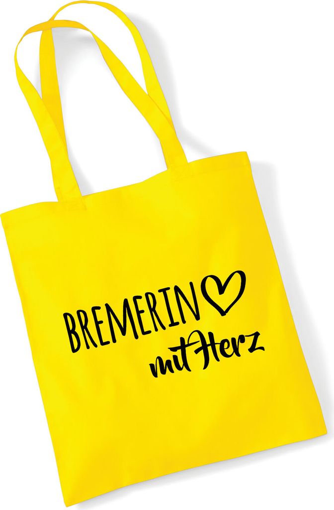 Huuraa Jutebeutel Bremerin mit Herz 10 Liter Yellow Baumwolle Tasche Geschenkidee