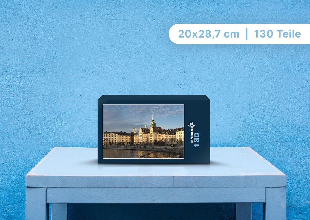 hansepuzzle 105978 - Stockholm Puzzle, 130 Teile, Reisen, 28,7 x 20,0cm mit hochwertiger Aufbewahrung, Kartonbox und wiederverschließbarem Beutel