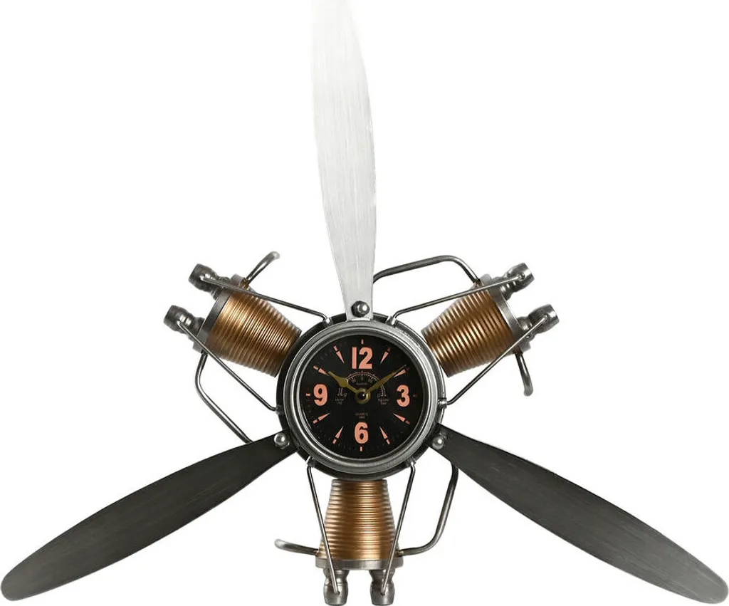 Grande horloge hélice en métal argent et or Home ESPRIT style industriel