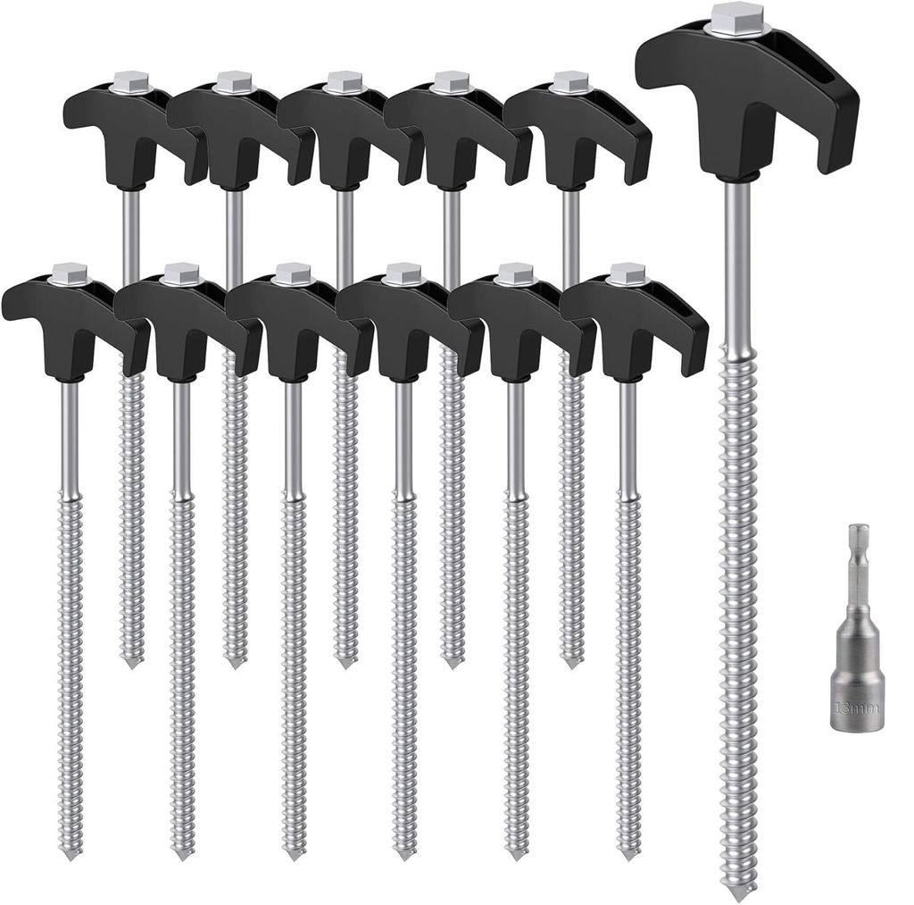 12 Stück Zeltheringe aus Stahl Bit ＆ Nagelzieher inkl Produktbild 