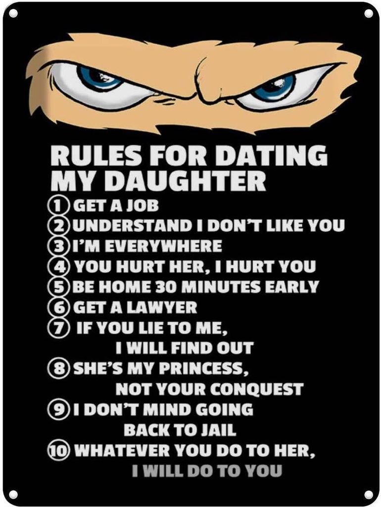 vianmo Blechschild 40x30 cm Rules for dating my daughter Ninja