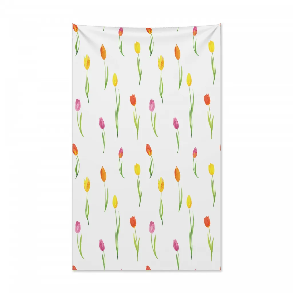 Arazzo Boho Tulipani di Campagna 140x230 | Copriletto Etnico Chic