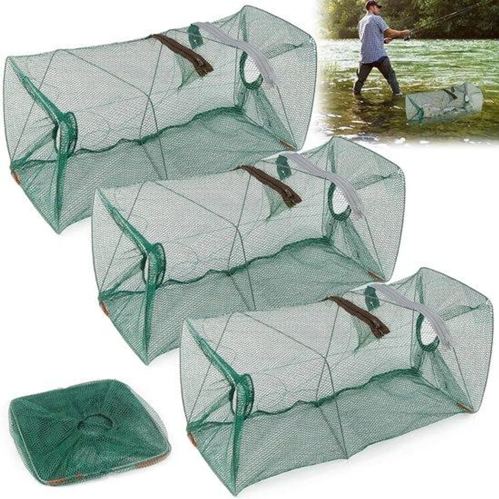 Piège à poissons rétractable et compact avec motif camouflage x3