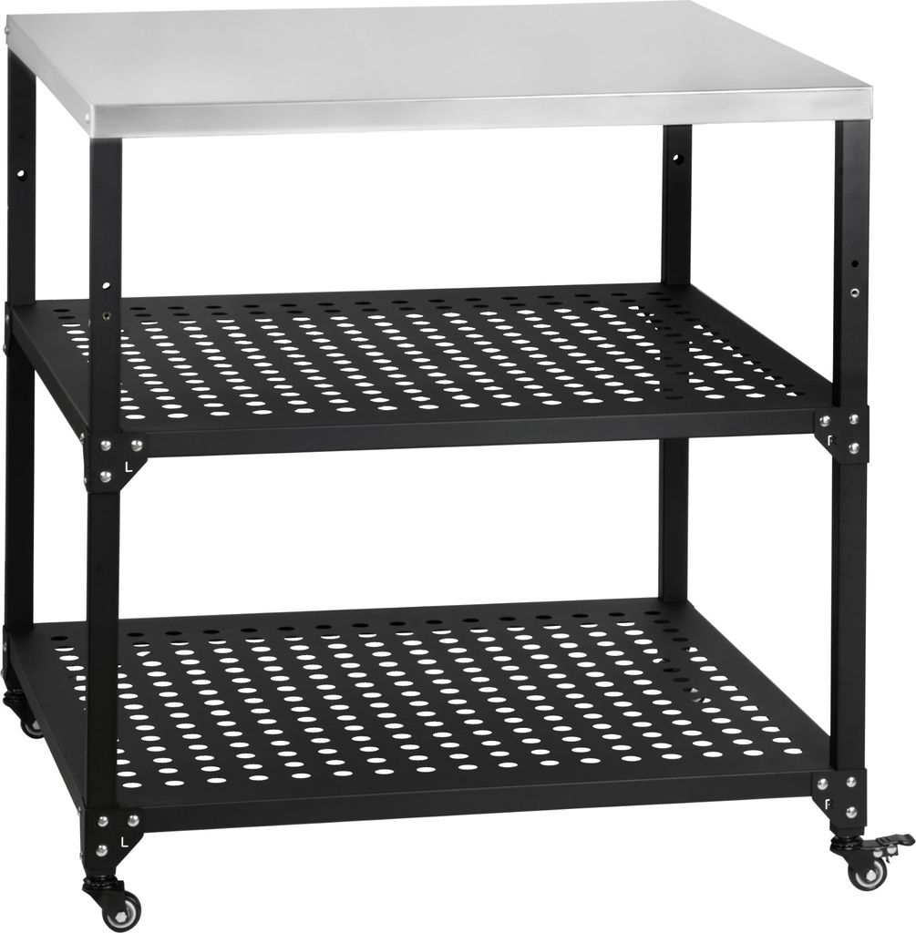 BBQ-Toro Grillwagen 80 x 80 x 83 cm, Schwarz, Grilltisch mit großer Arbeitsfläche, Beistelltisch