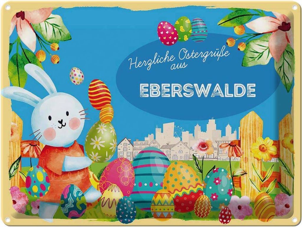 vianmo Blechschild 30x40 cm Ostern Ostergrüße EBERSWALDE Gruß
