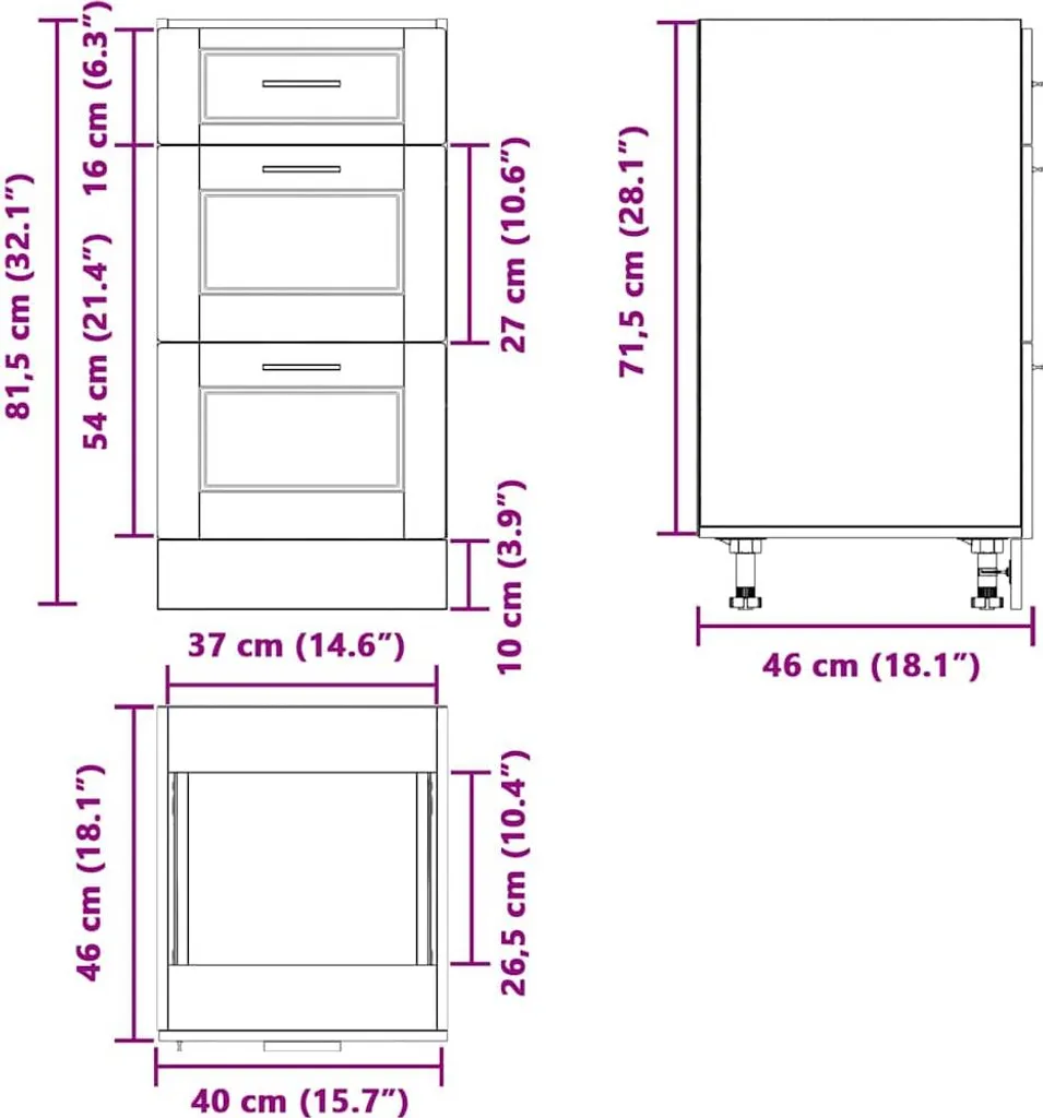 Modulo Cucina Porto Grey Sonoma 60cm: Base in Legno per Progetti Contract - 11