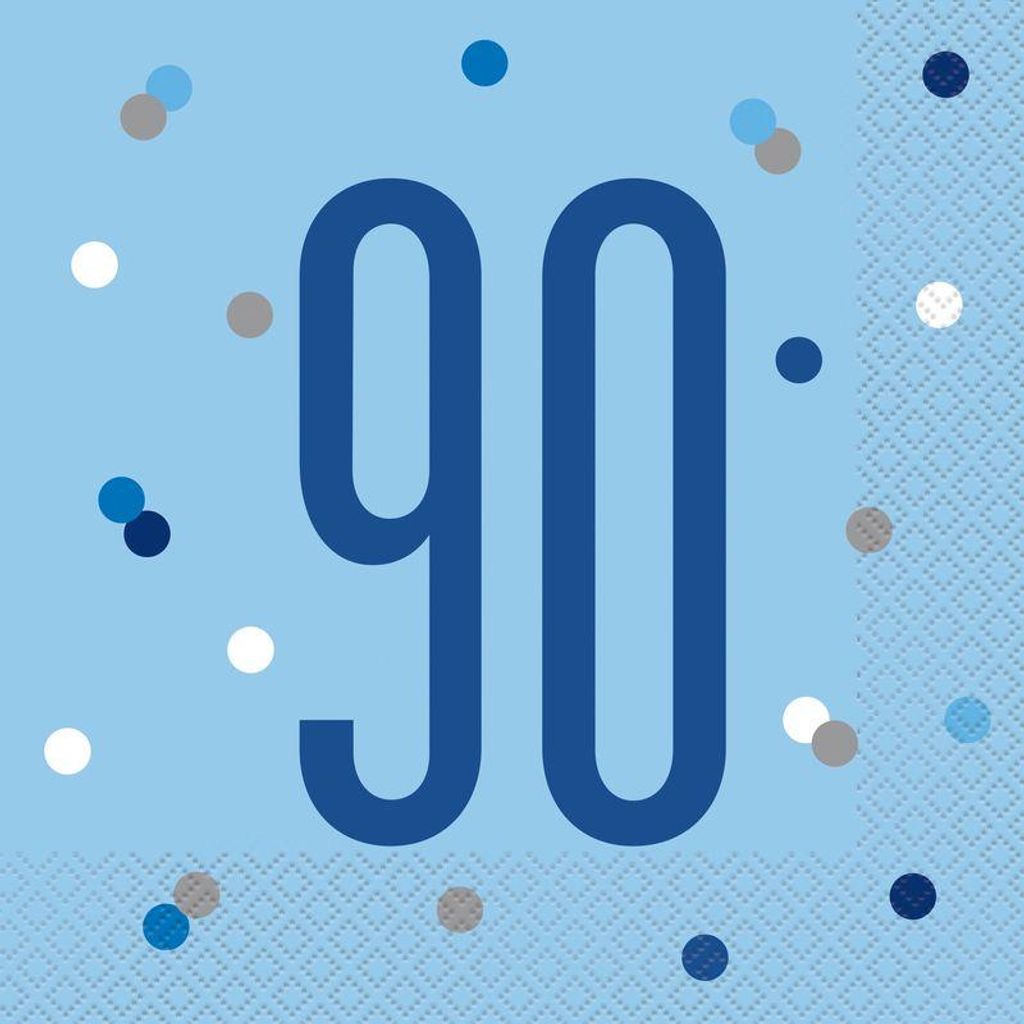 16 Servietten blau & silber Zahl 90 Produktbild 