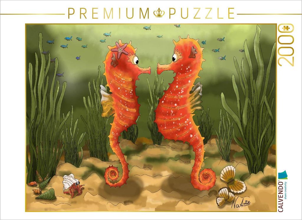 CALVENDO Puzzle Ein Tanz im Ozean, die Begegnung der Seepferdchen | 2000 Teile Lege-Größe 90x67cm Foto-Puzzle für glückliche Stunden