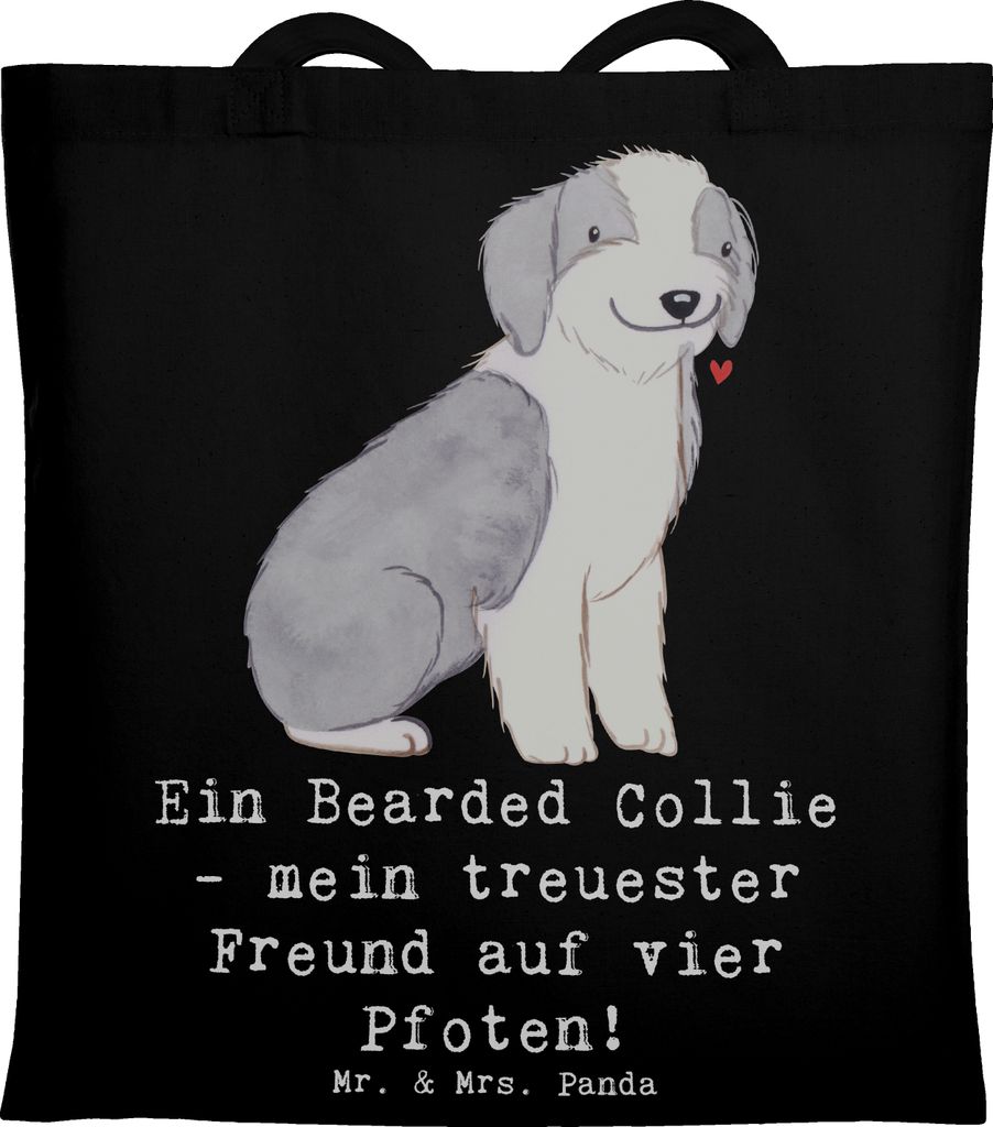 Mr. & Mrs. Panda Uni Tasche Bearded Collie Freund - Schwarz - Geschenk, Hunderasse, flauschige Mäntel, Hunderassen, Shopping, unerschütterliches ...