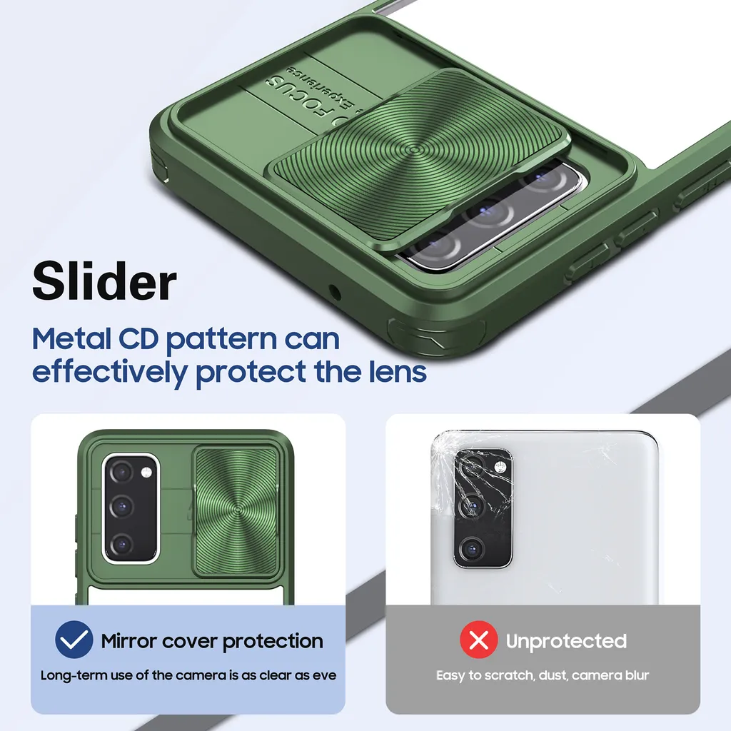 Cover Ibrida S20 FE Verde - Custodia Antiurto Trasparente Slide Camera - 5
