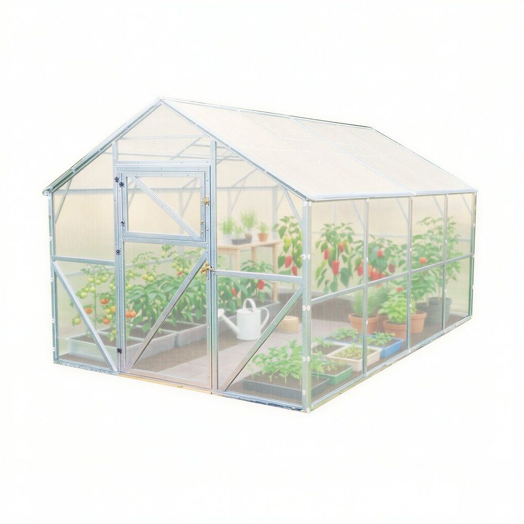 Stahl Gewächshaus Classic 250x400x220 cm mit Hohlkammerplatten 6 mm – Garten- & Tomatenshaus