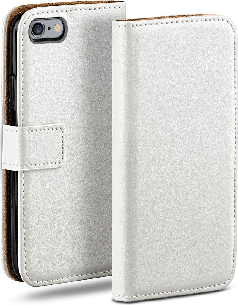 moex Book Case kompatibel mit iPhone 6s Plus / 6 Plus - Hülle 360 Grad klappbar, Weiß
