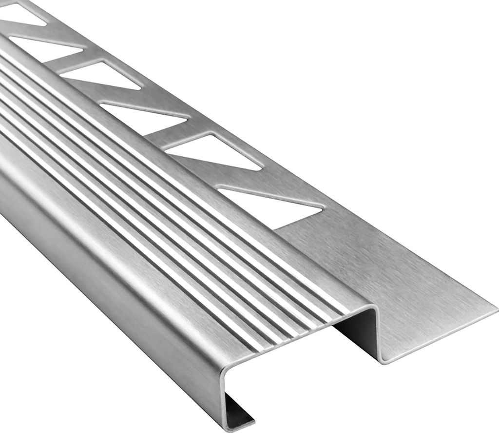 Edelstahl Stufenprofil Fliesenleiste Treppen Schiene 2,5m H12mm Profil gebürstet
