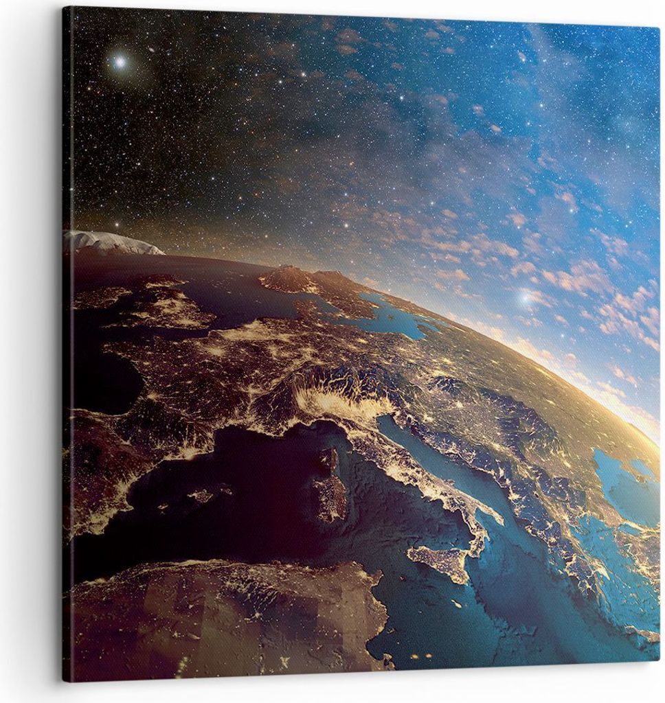 Bild auf Leinwand - Leinwandbild - Kosmos Erde - 60x60cm - Wand Bild - Wanddeko - Wandbilder - Leinwanddruck - Bilder - Kunstdruck - Wanddekoration...