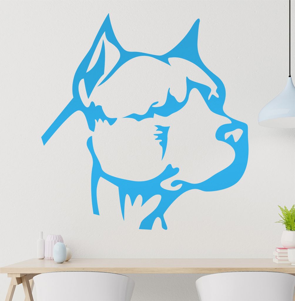 Pitbull Wandtattoo in 6 Größen - Wandaufkleber Wall Sticker - Dekoration, Küche, Wohnzimmer, Schlafzimmer, Badezimmer