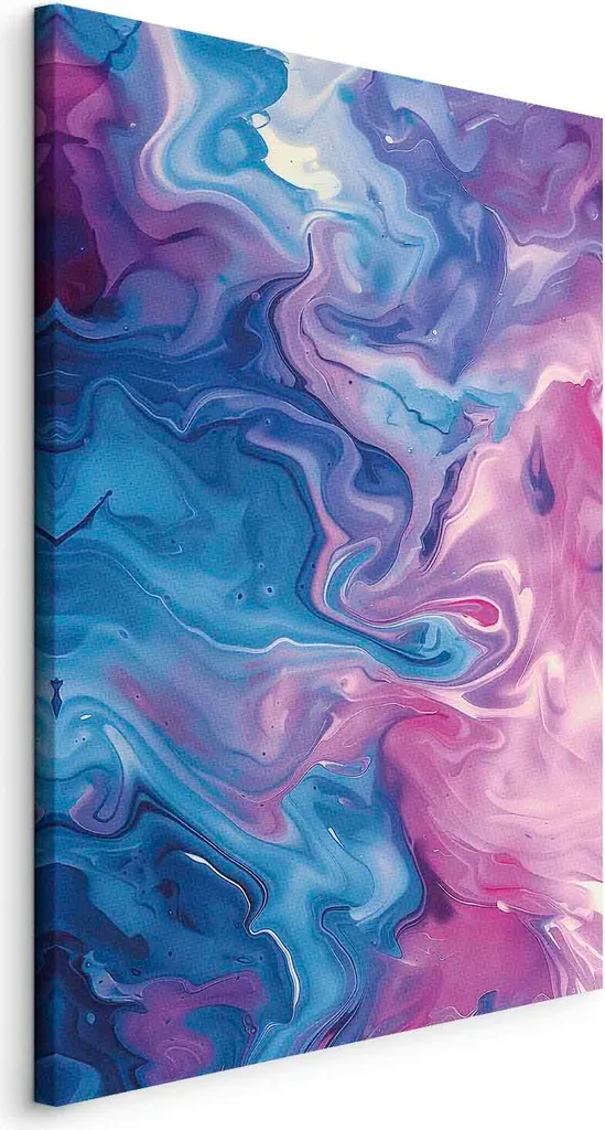 Quadro Astratto Flussi Notturni: Onde Blu e Viola 60x90 cm