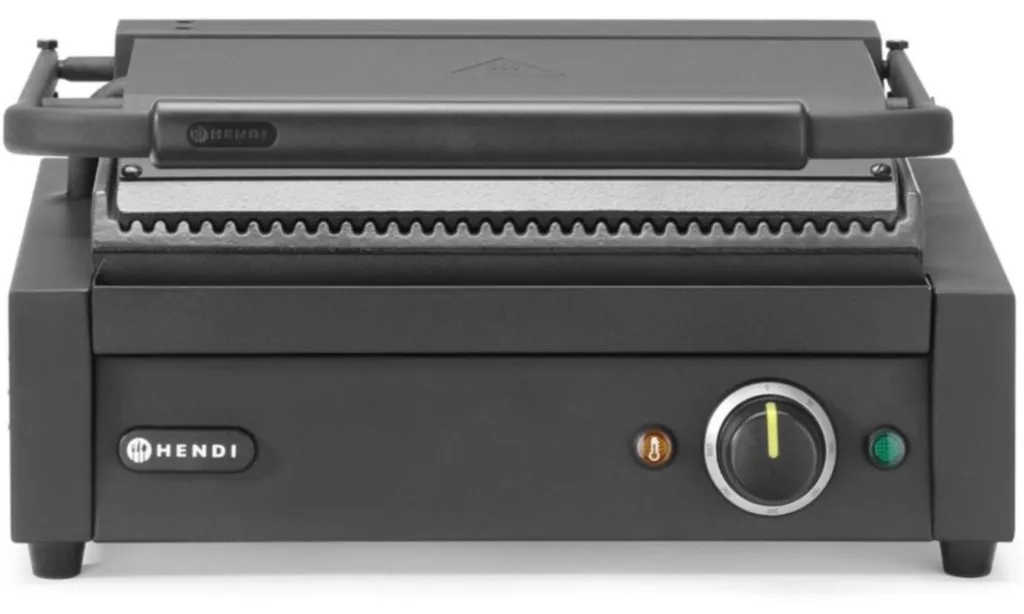 Grille de contact HENDI 2200W - Grillade rayonnée fonte 430x375x216 mm