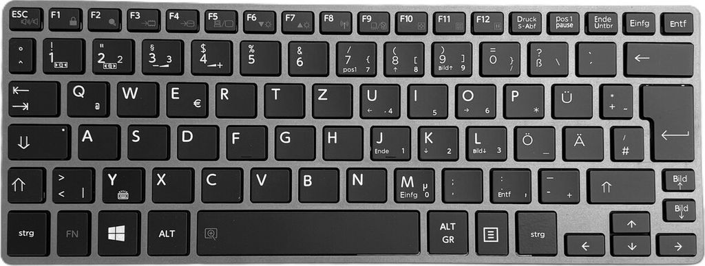 DEUTSCHE-Tastatur Silber Rahmen Beleuchtung,Trackpoint für Toshiba Portege Z30-B-11C