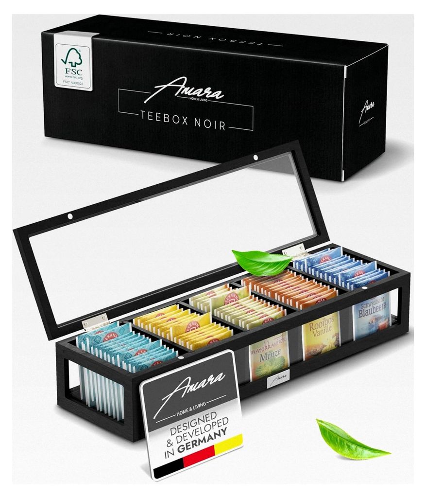 Teebeutel-Organizer für Schublade, Schrank, Küche und Vorratskammer (für 75 Teebeutel) - Klare Teeboxen zur Aufbewahrung - Teekiste, Teebehälte...