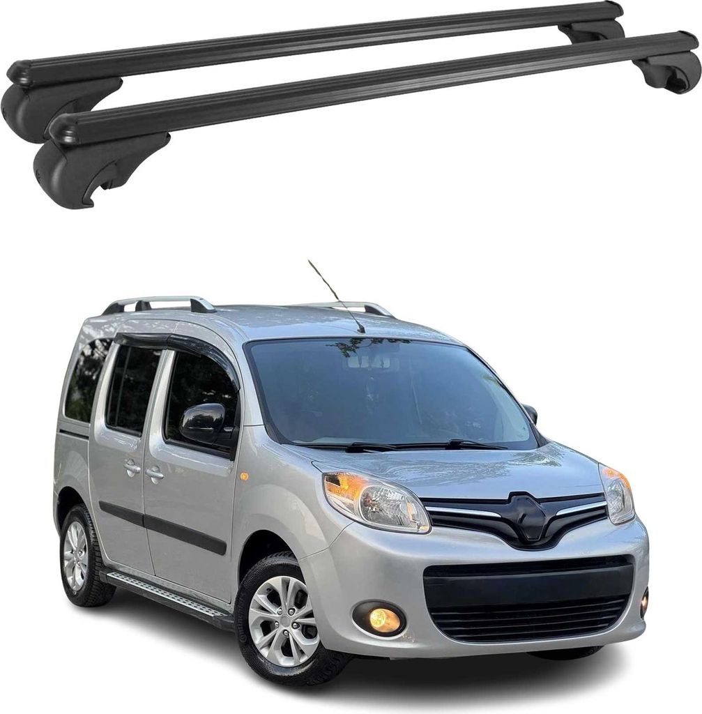 Dachträger für Renault Kangoo 2008-2021 Gepäckträger Grundträger Alu Schwarz 2x