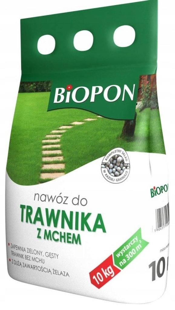 Biopon Rasendünger mit Moos und Eisen 10 kg