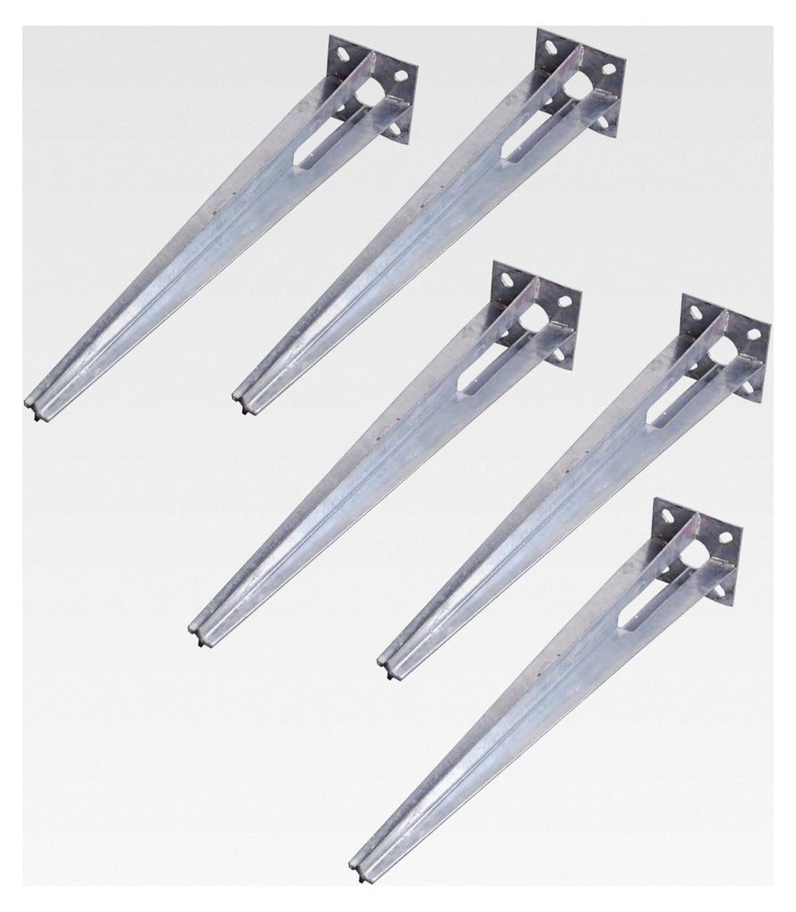 5 Stück Bodenhülsen Einschlaghülsen für Ø 34 mm Zaunpfosten, 50 cm Länge, verzinkt, Aufnahme 100 x 100 mm