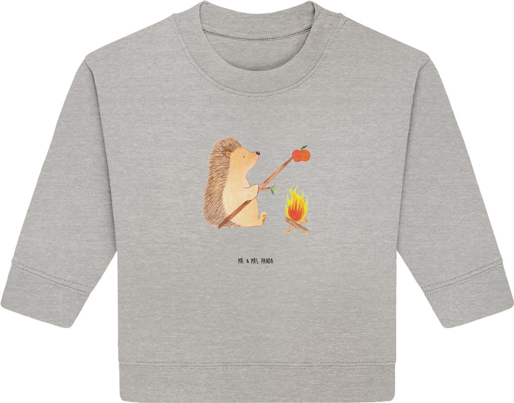 Mr. & Mrs. Panda Organic Baby Pullover Igel Grillen 6. - 12. Monat - Heather Grey - Geschenk, Ziele, Spruch, Lustige Sprüche, Sinn Des Lebens, Mot...