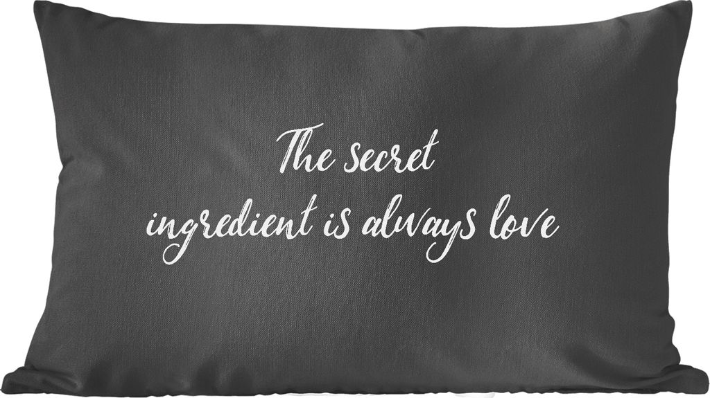 MuchoWow Zierkissen Sofakissen Wohnzimmer Dekokissen 50x30 cm Zitate - Liebe - Kochen - Die geheime Zutat ist immer die Liebe - Sprichwörter - W...