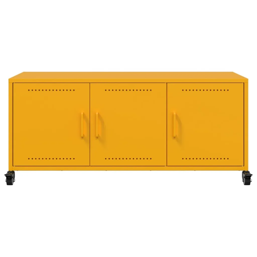 Meuble TV Acier Jaune vidaXL - Solution de Rangement Robuste 100 cm