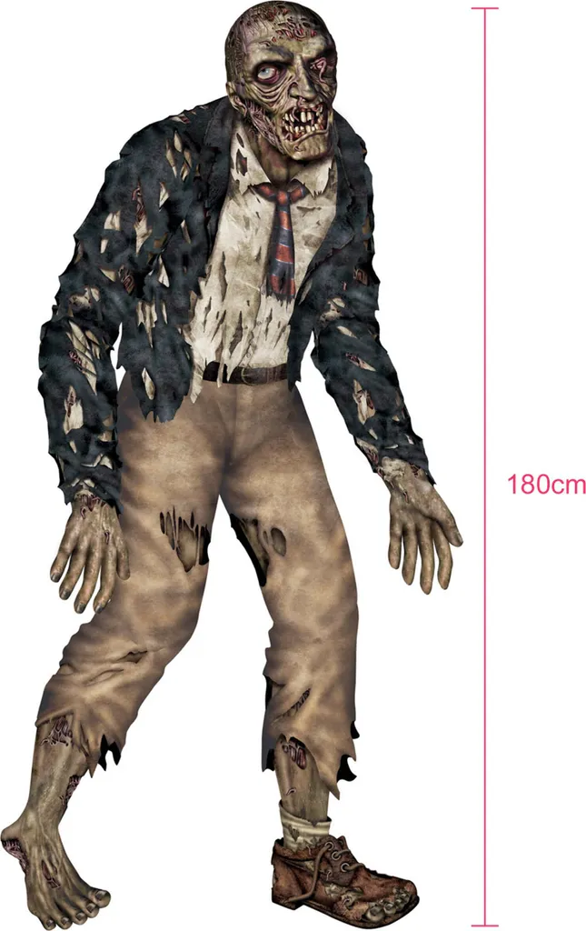 Zombie qui traîne Halloween 182cm : déco facile et grand format