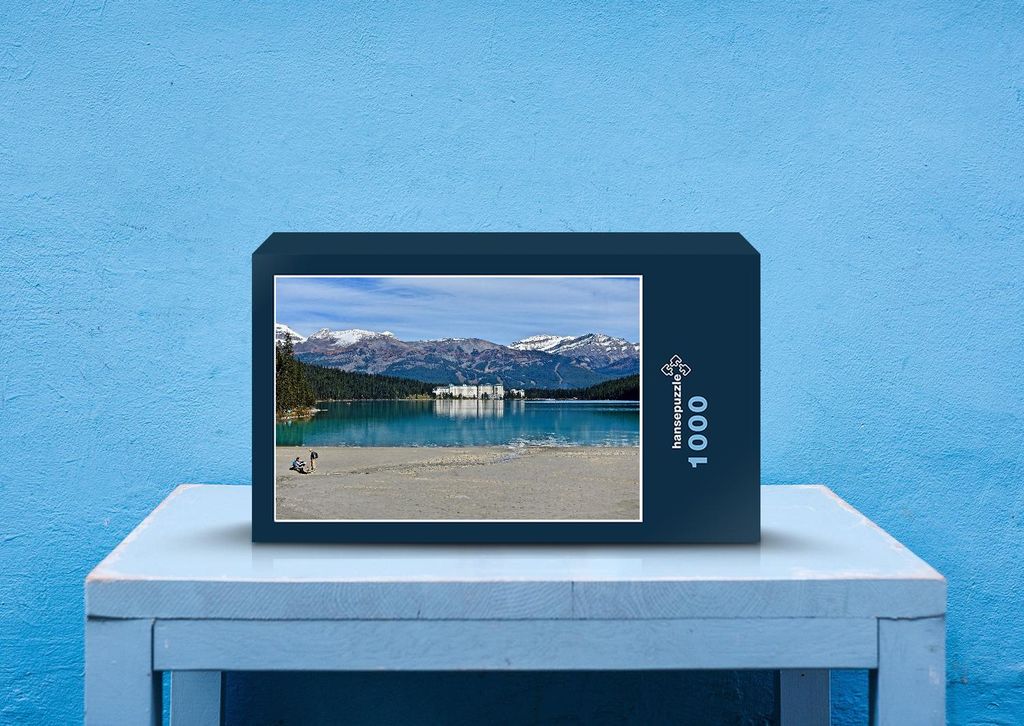 hansepuzzle 20791 - Lake Louise Puzzle, 1000 Teile, Natur, 60,0 x 46,0cm mit hochwertiger Aufbewahrung, Kartonbox und wiederverschließbarem Beutel