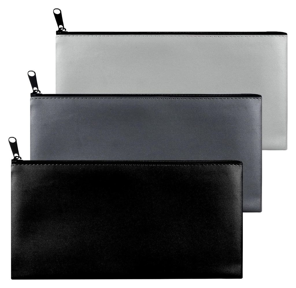 3 Stück Geldtaschen, A5 Geldbeutel, Kleine feuerfeste Geldtasche, PolyurethanDokumententasche mit Reißverschluss, Für die Aufbewahrung von Geld ...