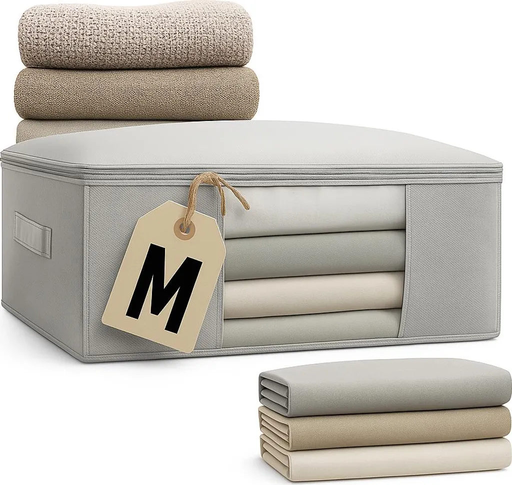 Housse grise pour organiser vos bacs à sous-vêtements et linge taille M